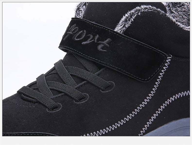 Waterproof Winter Men Boots Cow Suede Warm Snow Women Boots Men Work Casual Shoes High Top High-top Non-slip Ankle Boots