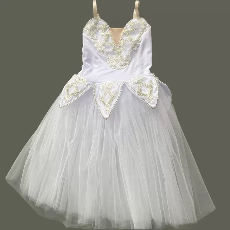 Girls' Ballet Dress Elegant Tulle Performance Leotard with Puffy Skirt for Dance Competitions & Recitals Contemporary Outfit