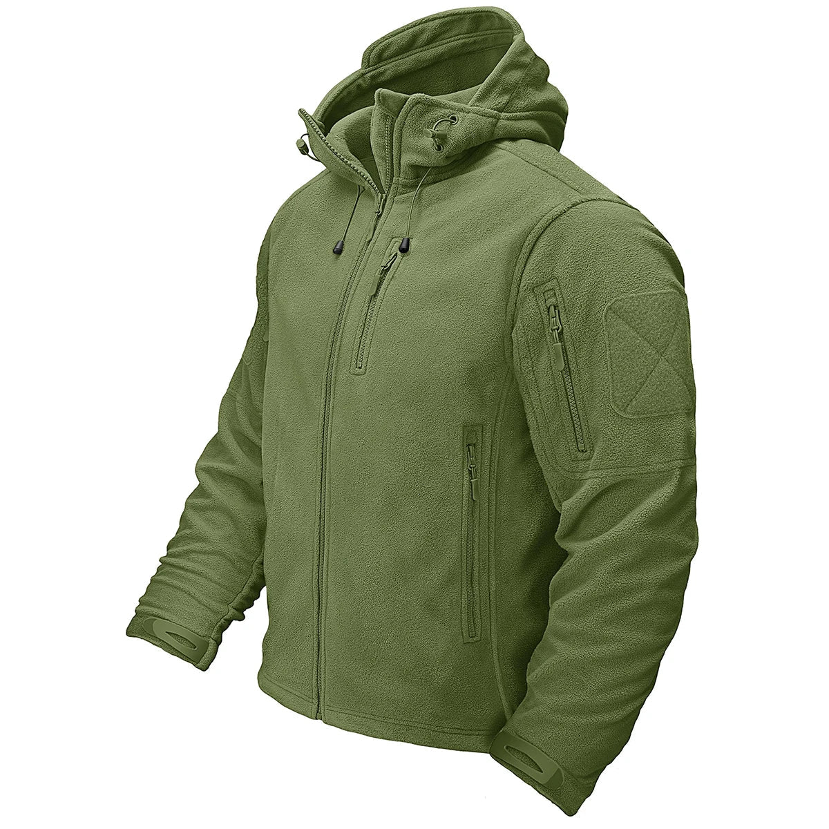 Fall Winter Men's Hooded Fleece Jacket Full Zip Up Soft Warmth Windproof Coat Outdoors Working Hiking Fishing Outerwear