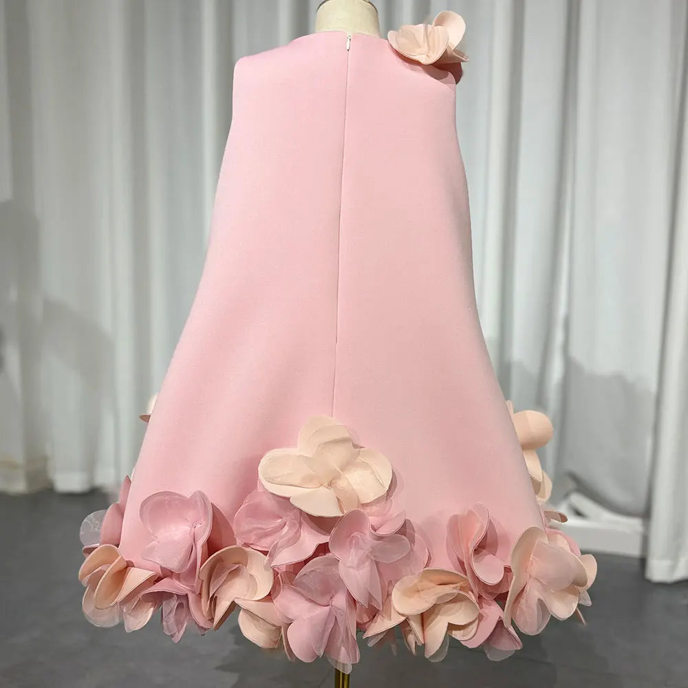 J073 Elegant White Dubai Girl Dress Pink Eid al-Fitr Baby Children Clothes for Wedding Birthday Holiday Party 2025