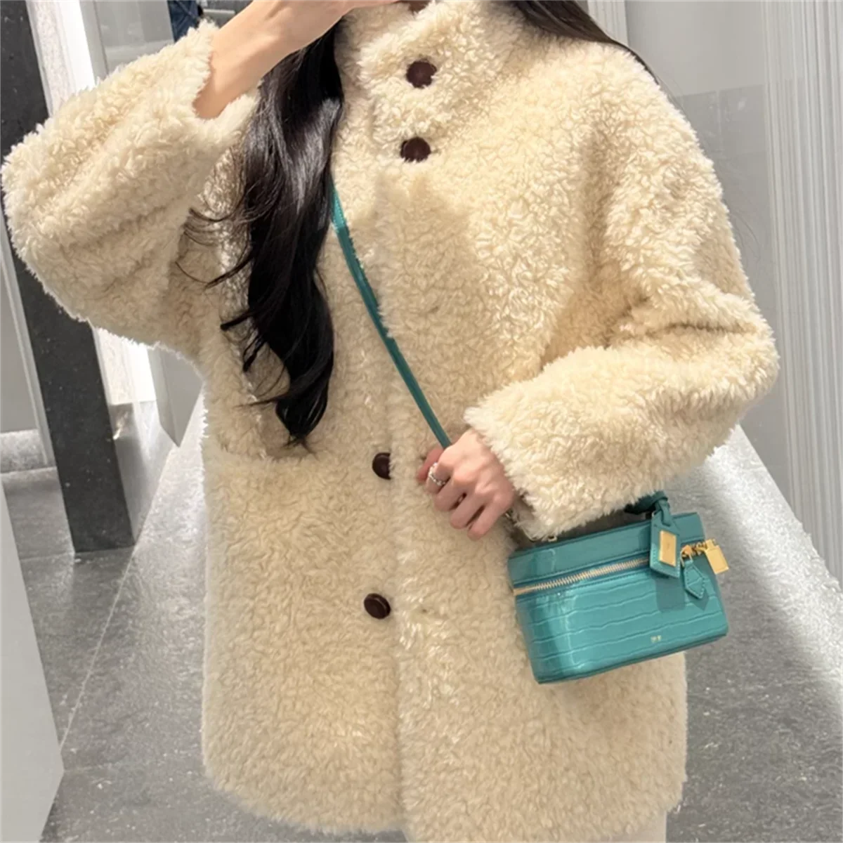 Women Shoulder Bag Crossbody Handbag Croc Embossed Small Square Box Purse French Vintage Messenger Bags Exquisite Ladies
