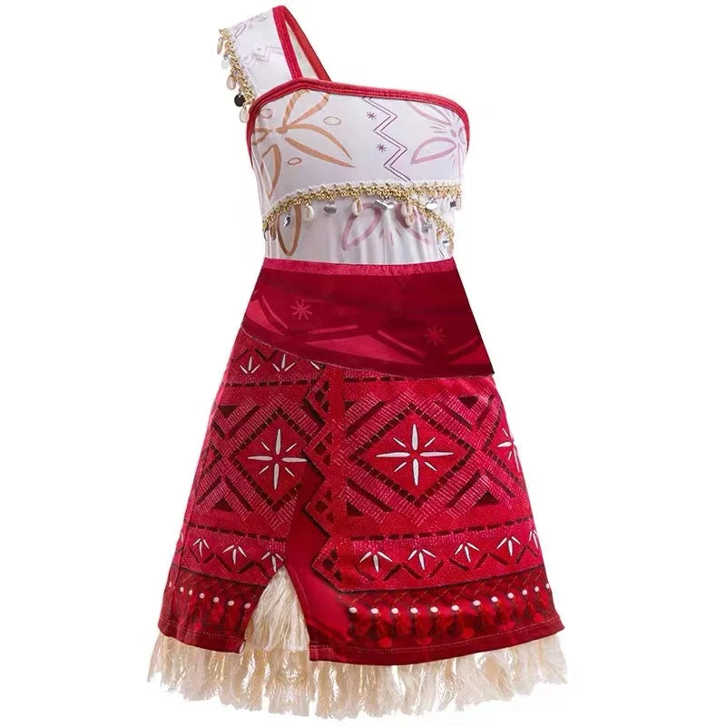 Girls New Movie Moana 2 Dress Halloween Party Adventure Costume Girl Princess Fancy Clothes Children Vaiana Pua Pig Outfit