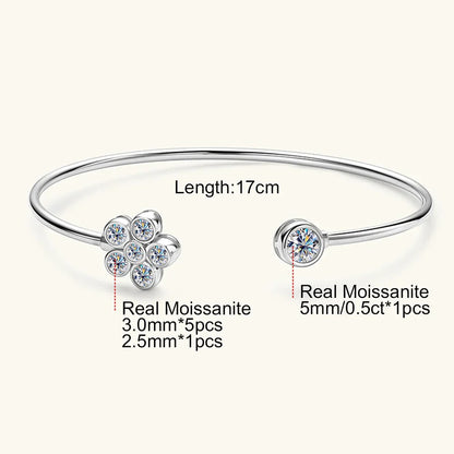 0.5CT Moissanite Bangle Bracelet 18K Gold Plated 925 Sterling Silver Classic Bangle Bezel Set Diamond Bracelet for Women Gifts