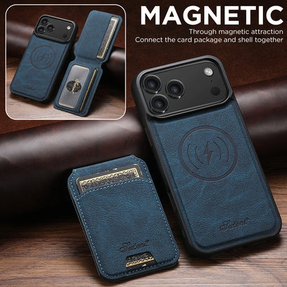 2 in 1 Leather Case For iPhone 17 Promax Air 16 Pro max 15 Plus 14 Pro 13 12 Wireless Charging Kickstand Card Slots Phone Cover