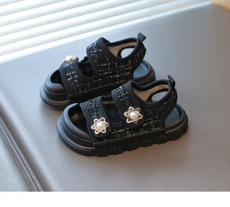 2025 Summer New Children Sandals Girls Elegant Princess Style Sandals Baby Anti-kick Foot Protection Sandals