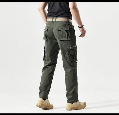 Autumn Work Pants Men Multi-pockets Cargo Trousers Casual Wear-resistant Workwear Spring Straight Pant Outdoor Hiking Trousers