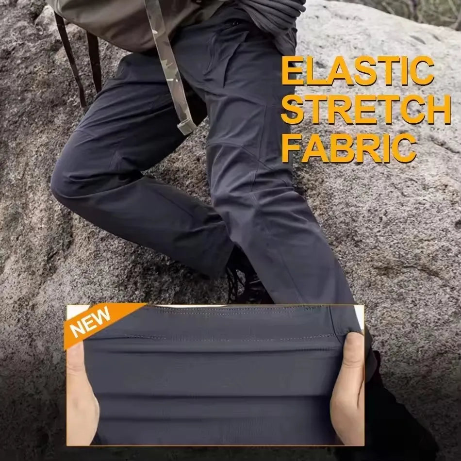 Men Tactical Pants Waterproof Cargo Pants Multi Pockets Spring Summer Thin Outdoor Camping Trekking Hiking Quick Dry Trousers