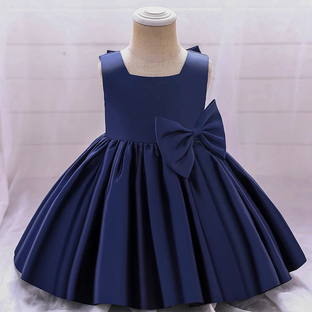 Big Bow Baby Girls Party Dress Toddler 1st Birthday Baptism Princess Kids Dresses for Girl White Wedding Prom Christmas Costumes