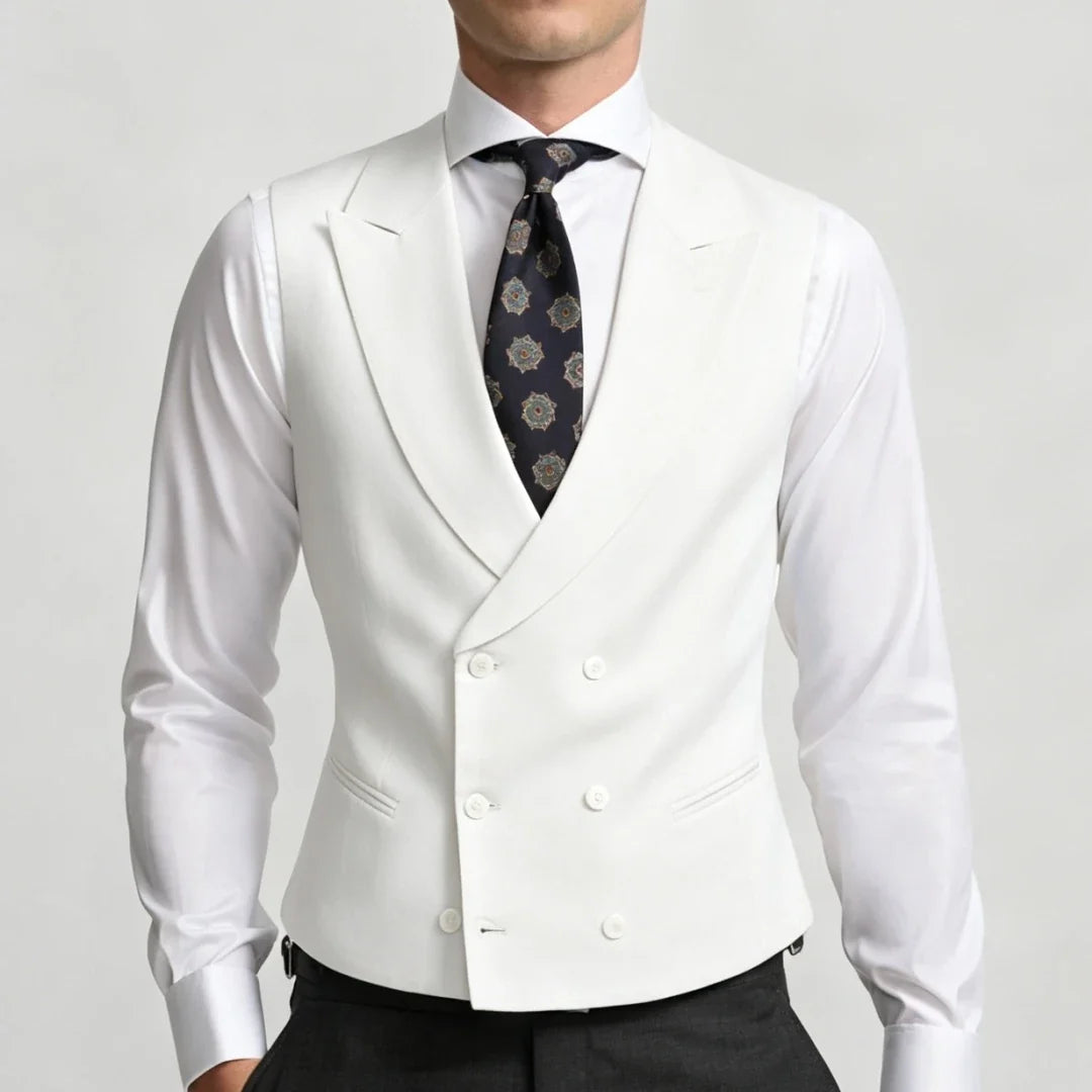 Men Vest Sky Blue Double Breasted Solid Waistcoat For Wedding Banquet Business Party Work Office Casual Daily Men Suit Vest