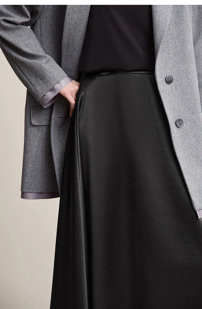 Women's Skirt Loose Long A-skirt Satin Skirts For Women 2025 Autumn New Minimalist Solid Color Clothing Ladies 12513015