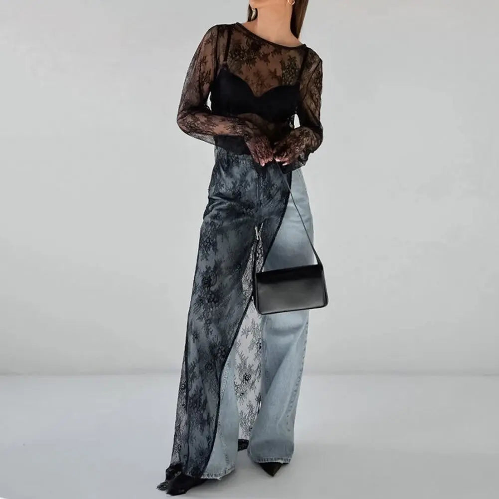 Evening Party Dress Lace Dress High Street Style Black Black Lace Dress Brand New Condition Fashion All-match Dress