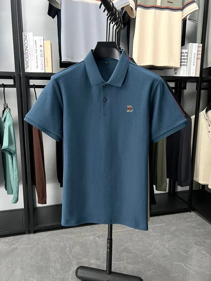 High end brand 100% cotton short sleeve polo shirt men's summer new soft breathable lapel T-shirt fashion letter embossed top
