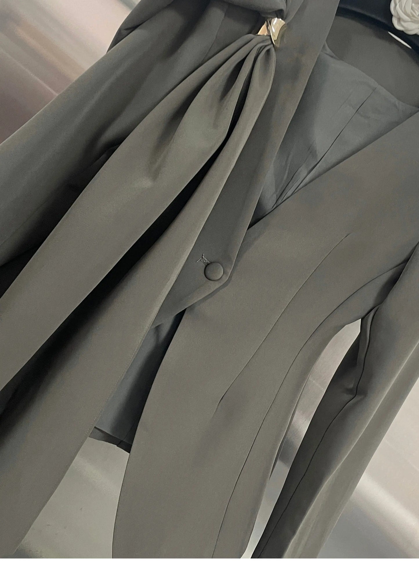 Elegant Waist-Tie Blazer Jacket Women Bowknot Office Suit Top Chic Designer Small Brand Fashion Outerwear