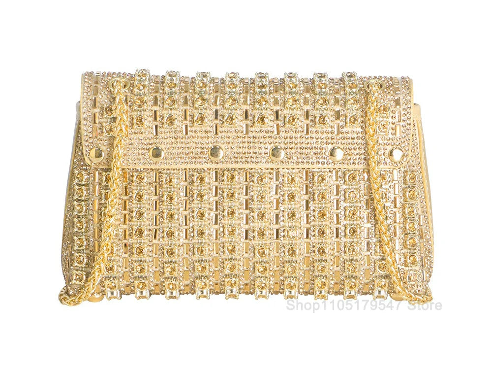 Multi-color Square Evening Bag Clutch Luxury Shoulder Bag Hand Armpit Chain Wedding Party Rhinestone Elegant Exquisite Handbag