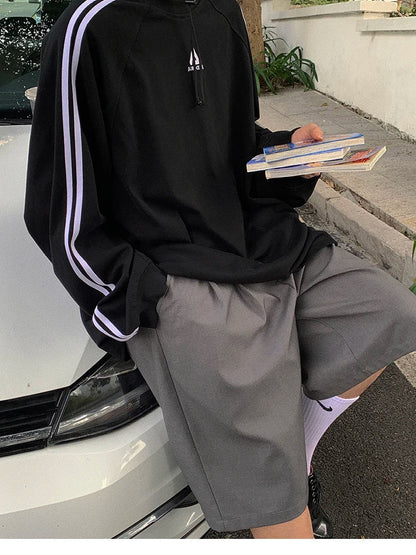 Spring Summer Loose Casual Soft Grey Pleated Shorts for Men with High Waist Short Straight Pants Korean Clothes 2024