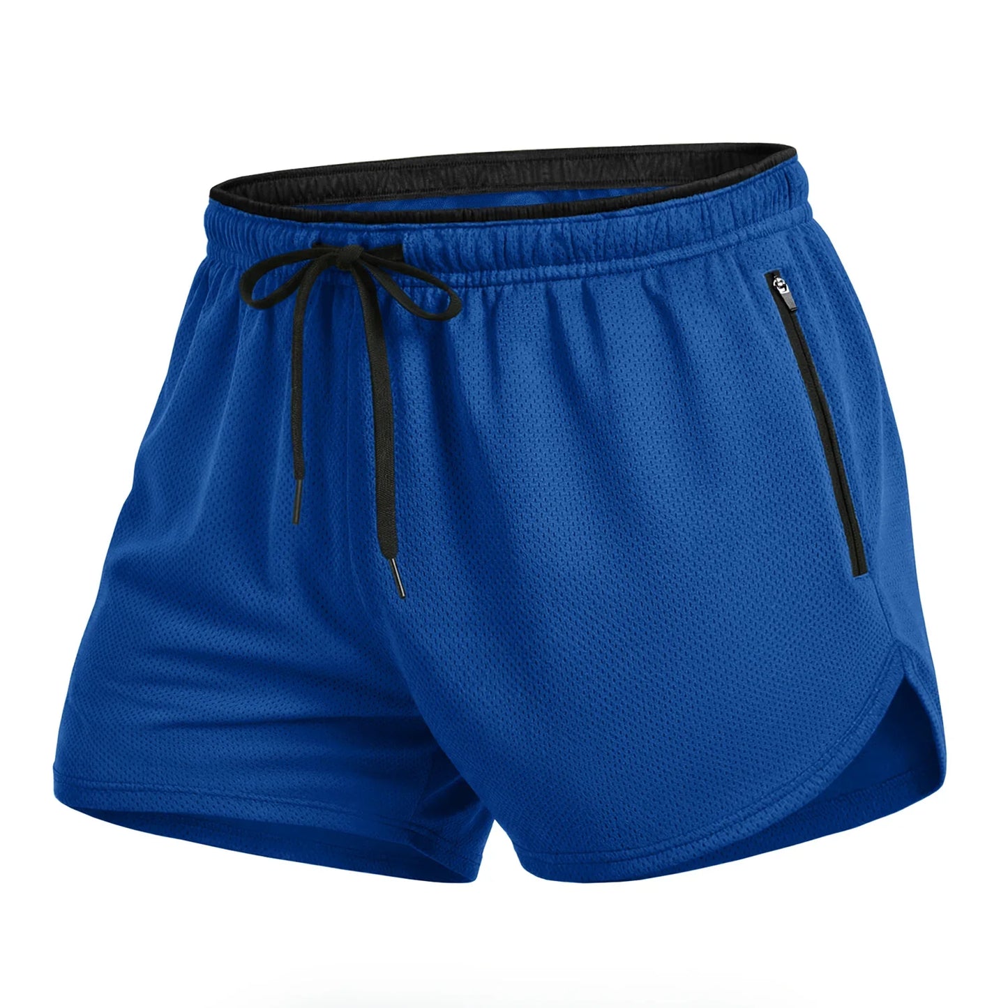 Men's Mesh Running 3" Shorts Quick Dry Lightweight Athletic Workout Gym Shorts Zipper Pockets Shorts Outdoor Fitness