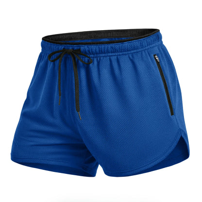 Men's Mesh Running 3" Shorts Quick Dry Lightweight Athletic Workout Gym Shorts Zipper Pockets Shorts Outdoor Fitness