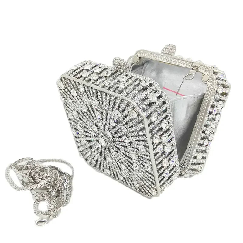 Crystal Women Evening Clutch Bag Wedding Bridal Minaudiere Box Rhinestone Handbags and Purses