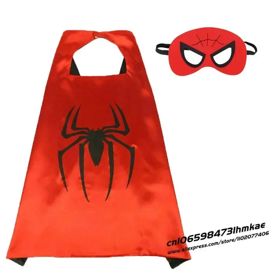 Superhero Masquerade Mask Cape Cloak Anime Spider Man Batman Cloak Action Figure Super Hero Toys Cosplay Child Party Gifts