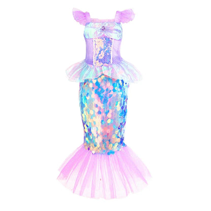 Mermaid Dress for Girl Charm Princess Cosplay Sequin Bling Costume for Kids Girl Fish Beauty Birthday Party Halloween Clothing
