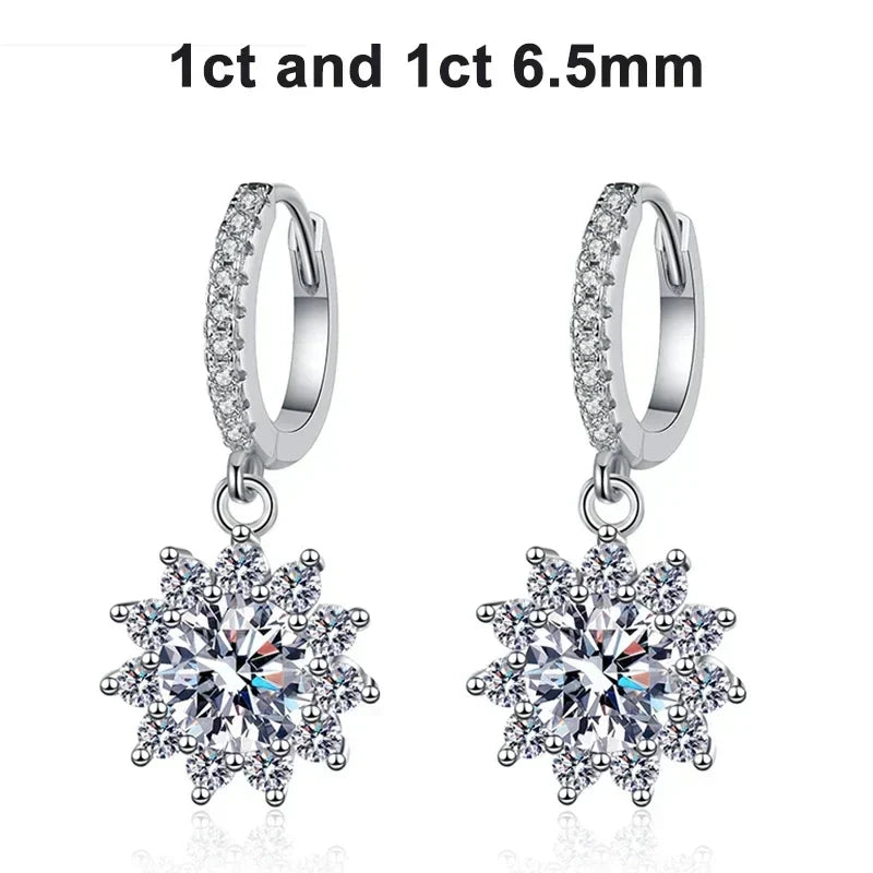 1ct Moissanite Earring 925 Sterling Silver with White Gold Plated Hoop Drop Earring for Women Wedding Engagement Jewelry
