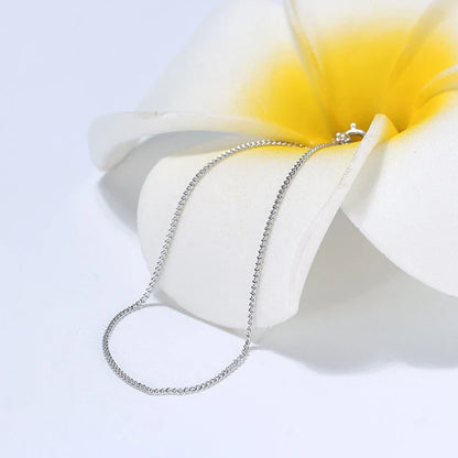 925 Silver 1mm 925 Sterling Silver Side Curb Chain Choker Necklace Women Girls Jewelry Colar Collier Collares SC18
