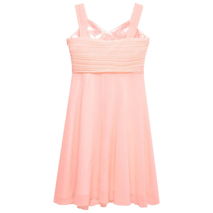 Summer Fashion Flower Girls Dress Wedding Birthday Party Kids Chiffon Dress Sleeveless Ruched Bodice Elegant Princess Dress