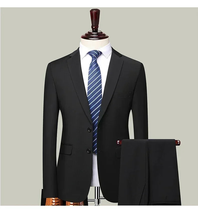 S-8XL Blazer New Men's Fashion Business Solid Color British Style Professional Work Groom Wedding Dress Best Man Blazer Jacket