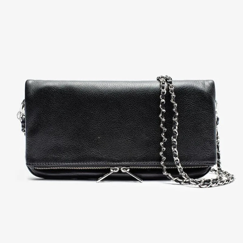 Luxury Design Bag for Women Fashionable Black Leather Ladies Crossbody Bag 2026 New Style Retro Single Shoulder Envelope Bag