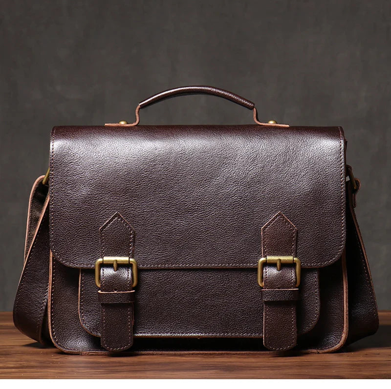 Retro Real Leather Messenger Bags Men and Women Shoulder Bag Natural Cowhide Crossbody Casual Handbag Luxury Cambridge Bags