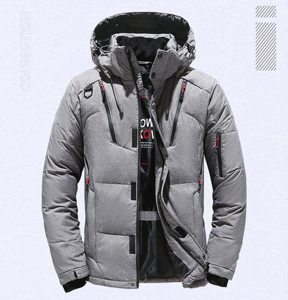 Down Jacket Men White Duck Winter Coat Windproof Warm Parkas Travel Camping Overcoat New in Thicken Solid Color Hooded Clothing