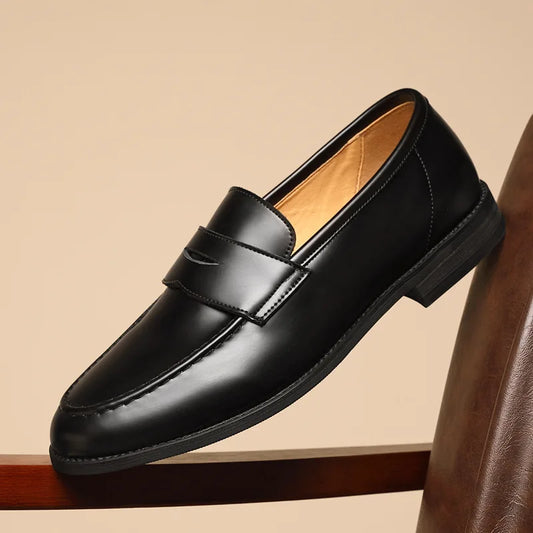 Men's Plus Size Genuine Leather Loafers Slip-on Formal Business Casual Dress Shoes for Man Spring Autumn New Wedding Shoes Male