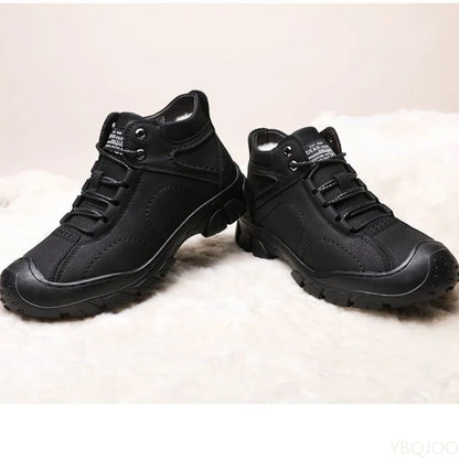 Men's Winter Velvet Thick Boots Outdoor High Top Snow boots Casual Waterproof Shoes New Lace Up Men Cotton Shoes Botas Zapatos ﻿
