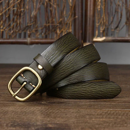 2.8CM Ladies Thick Cowhide Copper Buckle Genuine Leather Jeans Belt Women High Quality Retro Luxury Cintos Female Waistband
