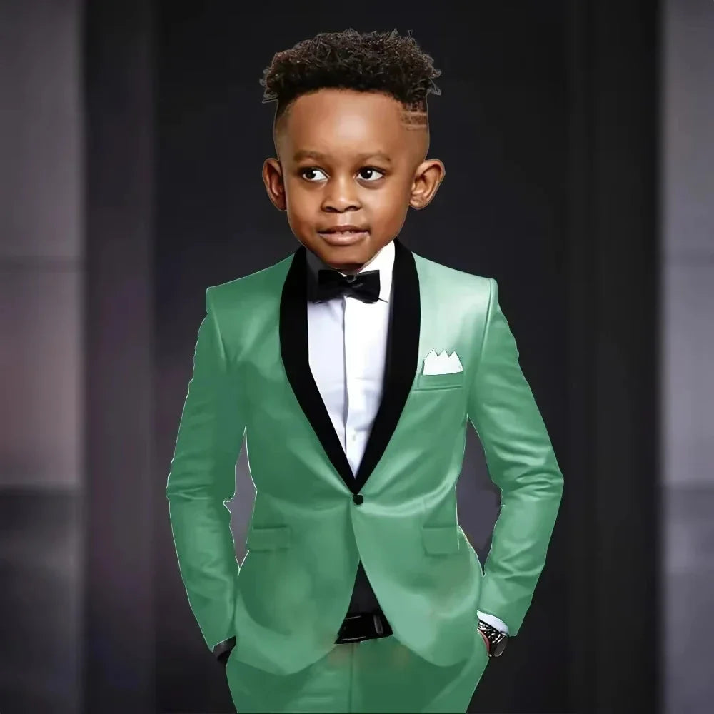 New Kids Suit Set 2 Pieces Jacket Pants Wedding Ring Bearer Outfit,Elegant Shawl Lapel Boys Suits Piano Performance Wear