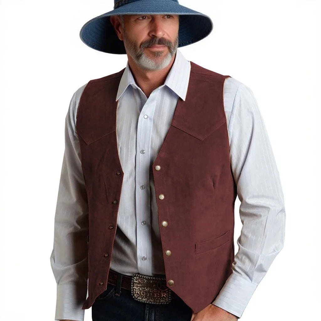 Mens Solid Suit Vests Slim Fit Classic V Neck Metal Buttons Suede Vest for Men Business Professional Smart Casual Waistcoat