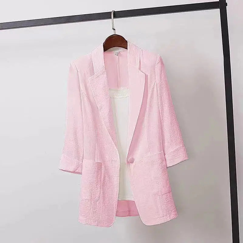 Linen Small Blazer For Women, Thin  Summer Suit, Korean Version, Sun Protection, Casual British Style, White And Black