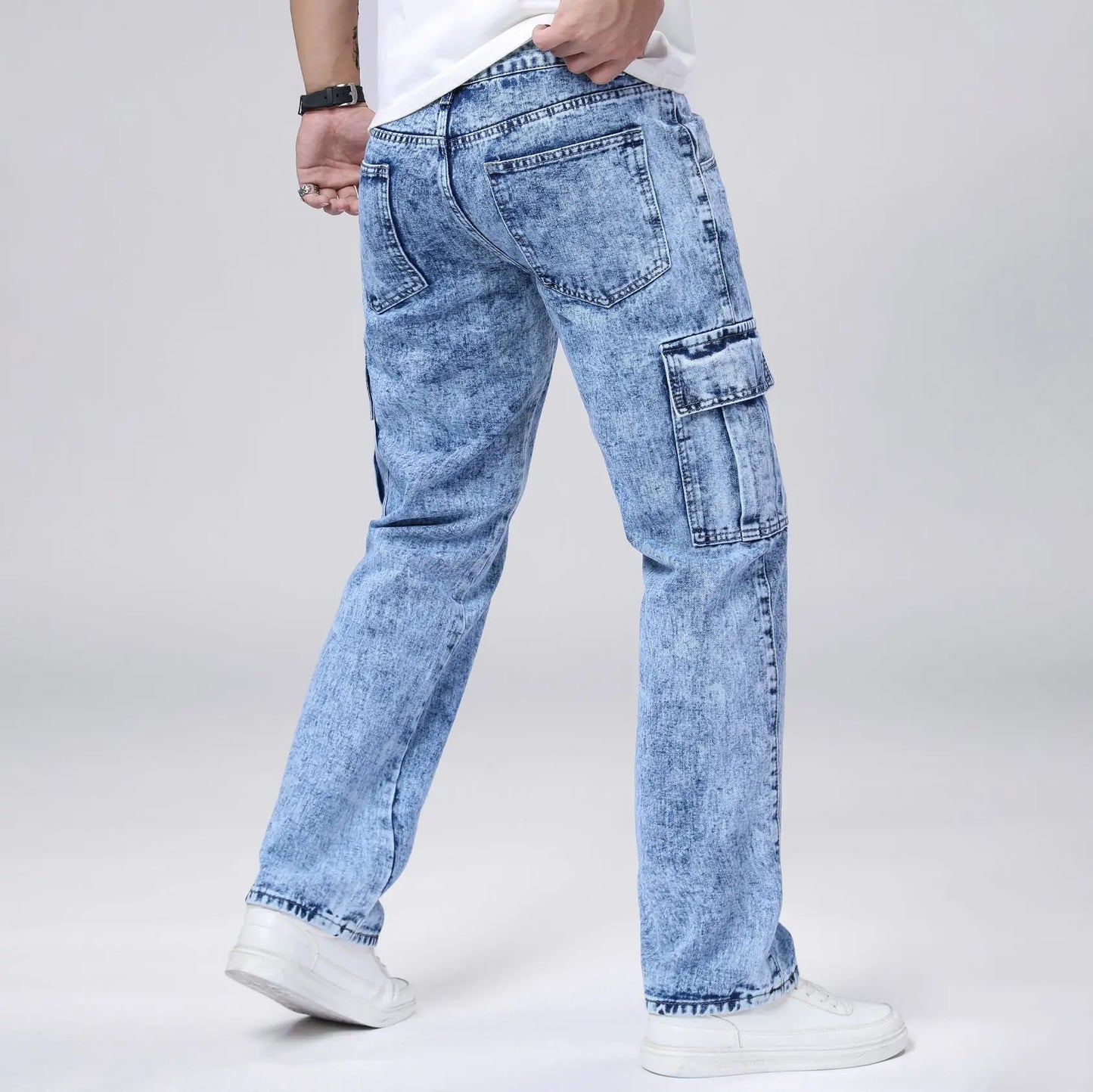 Men's Loose Straight Leg Jeans American Fashion Brand Casual Workwear Comfortable Fit Classic Style