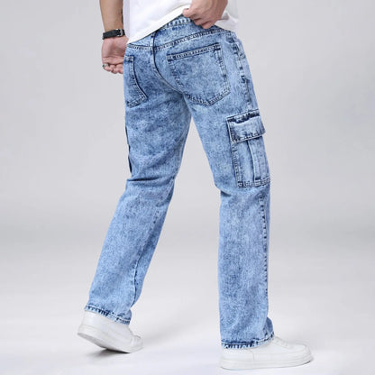 Men's Loose Straight Leg Jeans American Fashion Brand Casual Workwear Comfortable Fit Classic Style