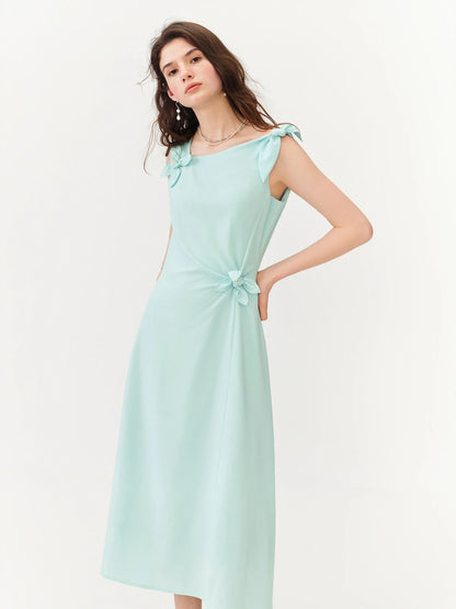 Summer Women's French Style Spaghetti Strap Slip Elegant Dress Waist-Cinching Maxi Coquette Effortless Style