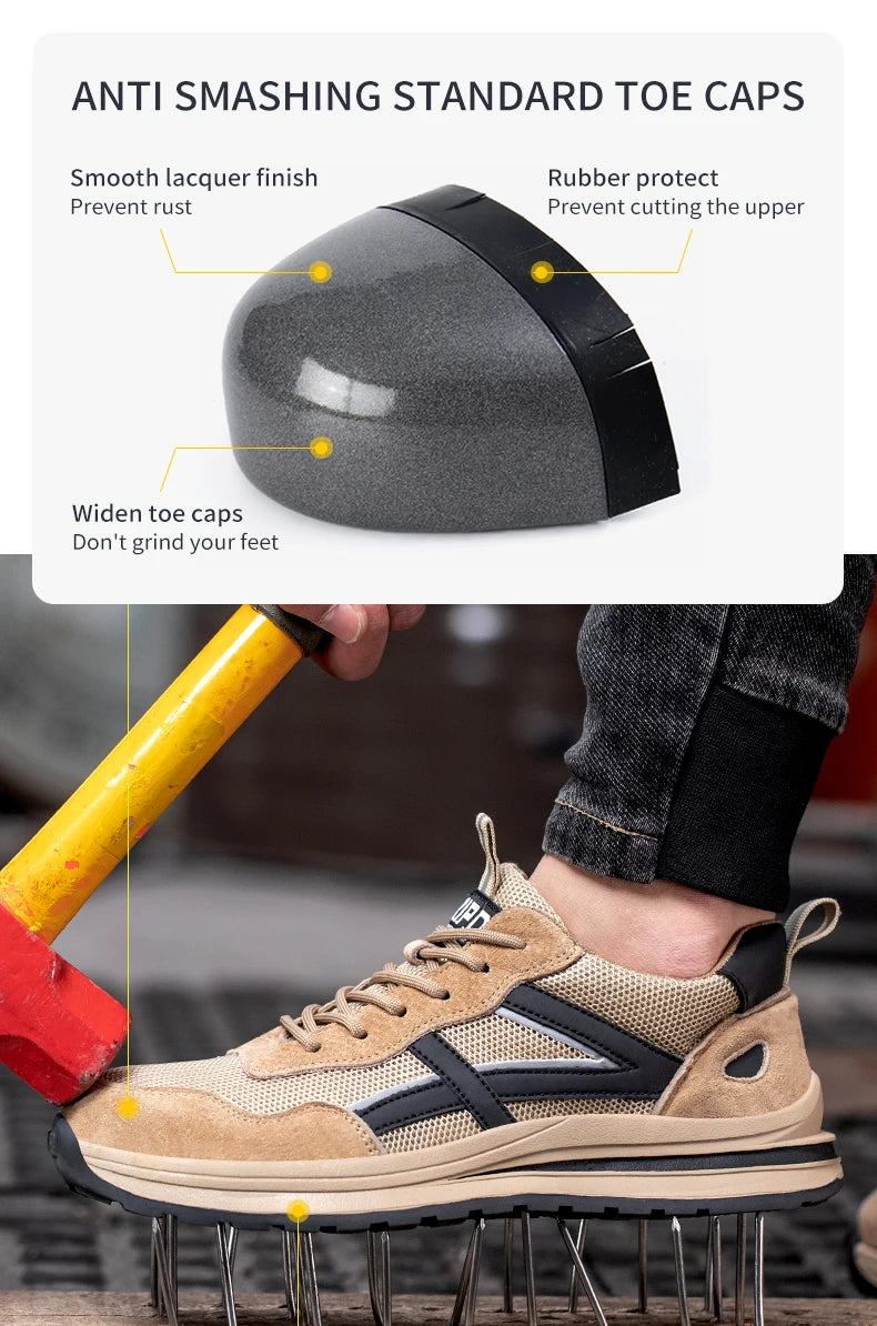2022 Male Work Boots Indestructible Safety Shoes Men Steel Toe Shoes Puncture-Proof Work Sneakers Male Shoes Adult Work Shoes