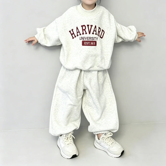 Children Clothing Sweatshirt Sets Autumn Baby Boys Girls Fashion Simple Letter Print Pullover Top+Pants 2PCS Suit Kids Tracksuit