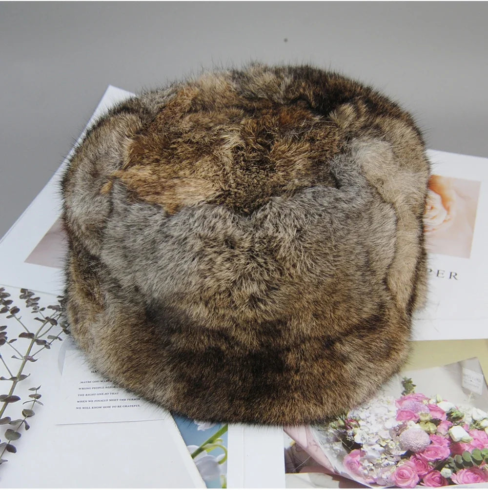 2026  Unisex Winter Russian Outdoor 100% Genuine Rabbit Fur Caps Warm Real Rabbit Fur Bomber Hat Natural Quality Rabbit Fur Hats