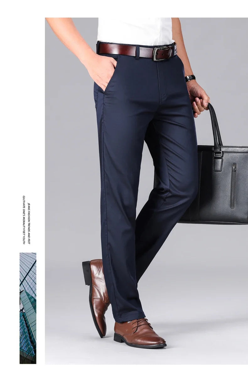 2024 Summer New Men's Business Thin Straight Casual Pants Classic Style cotton Stylish Stretch Luxury Trousers Male Brand