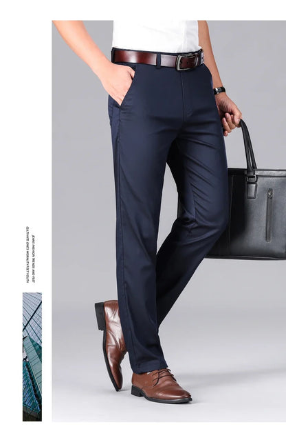 2024 Summer New Men's Business Thin Straight Casual Pants Classic Style cotton Stylish Stretch Luxury Trousers Male Brand