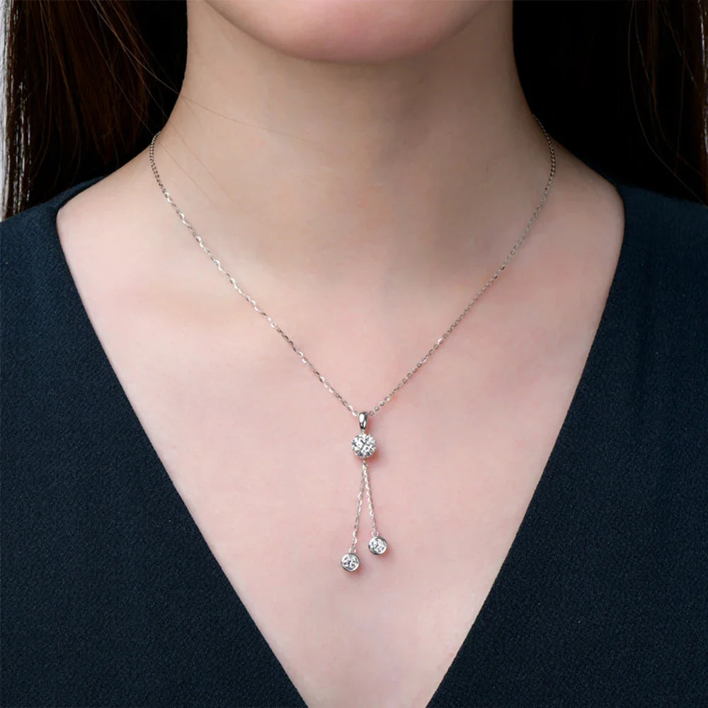 1.6CT Moissanite Pendant Necklace for Women 18k Gold Plated Round Pendant 925 Sterling Silver Wedding Anniversary Fine Jewelry