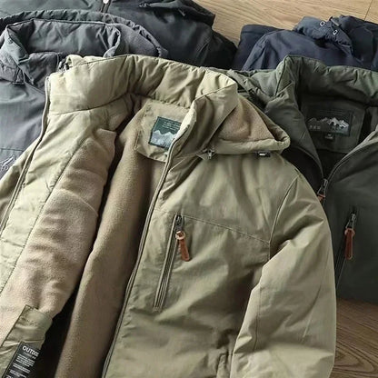Casual Warm Military Tactical Coat Men Large Size Jacket Autumn Winter Padded Thickened Outdoor Punching Hiking Jacket Men's Top