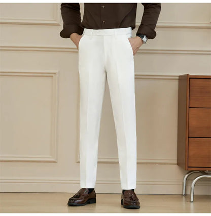 New Lnvisible Elastic Waist Design Men Business Casual Trousers High Quality Solid Slim Fit Office Social Fashion Suit Pants
