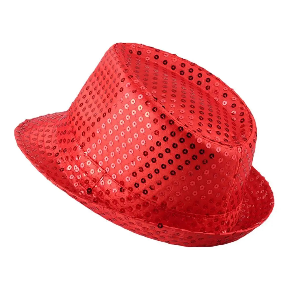 Durable Sequins Jazz Hat Masquerade Shiny Panama Cap Stage Cosplay Dance Performance Hat Holiday