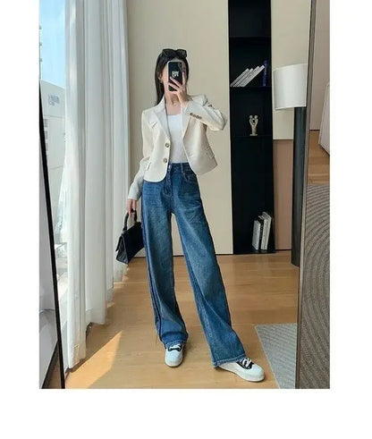 Korean Style Women Blazers Cropped New Autumn Solid Gentle Basic Defined Overcoats Harajuku Leisure Notched Fashion All-match